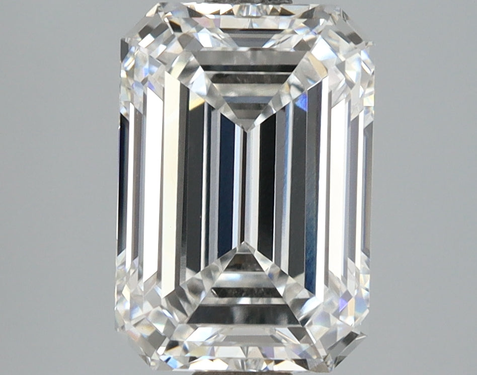 3.06 Carat Emerald Shaped, Ideal Cut, F Color, VVS2 Clarity, IGI Certified Lab Grown Diamond