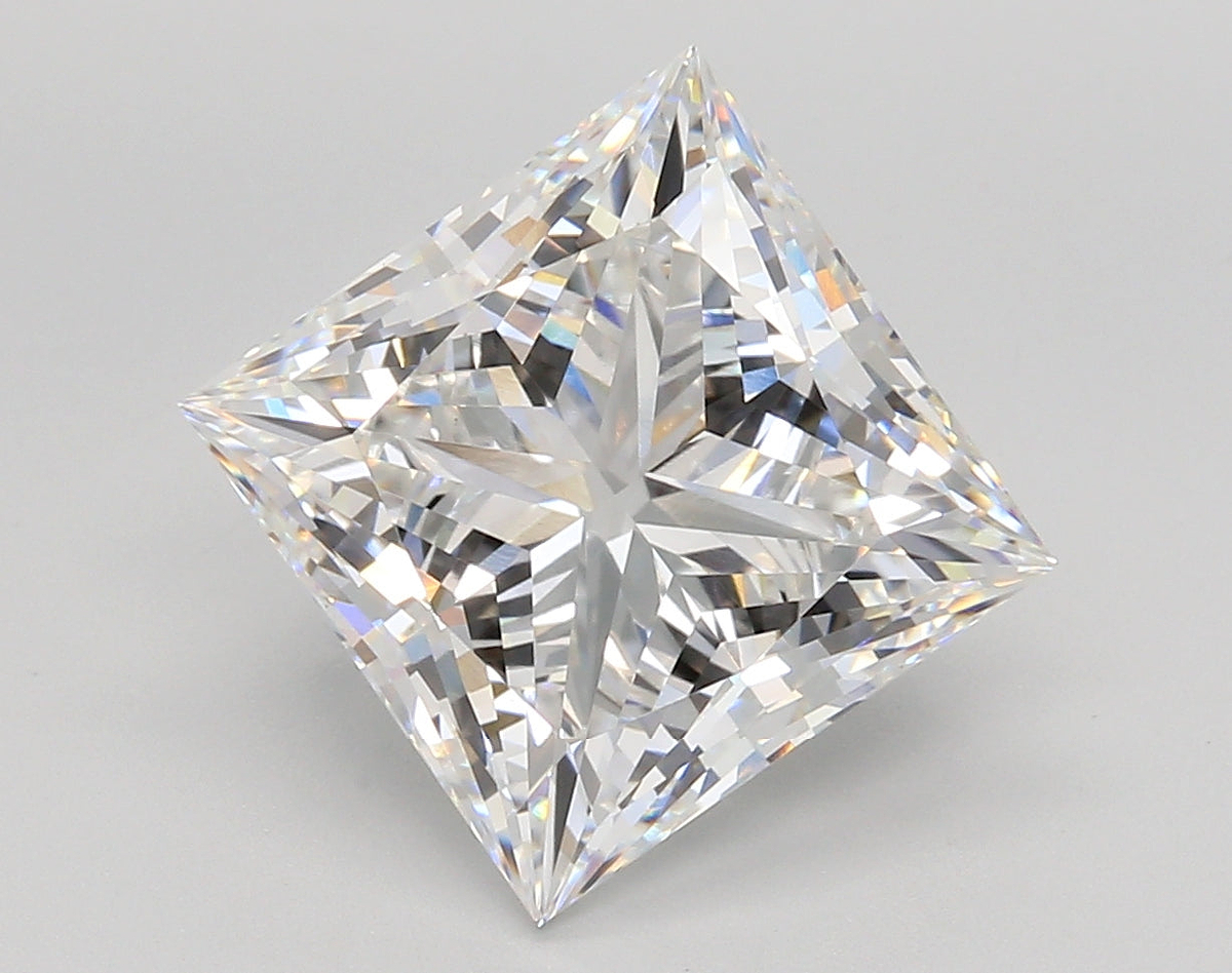 5.57 Carat Princess Shaped, Ideal Cut, E Color, VS1 Clarity, IGI Certified Lab Grown Diamond