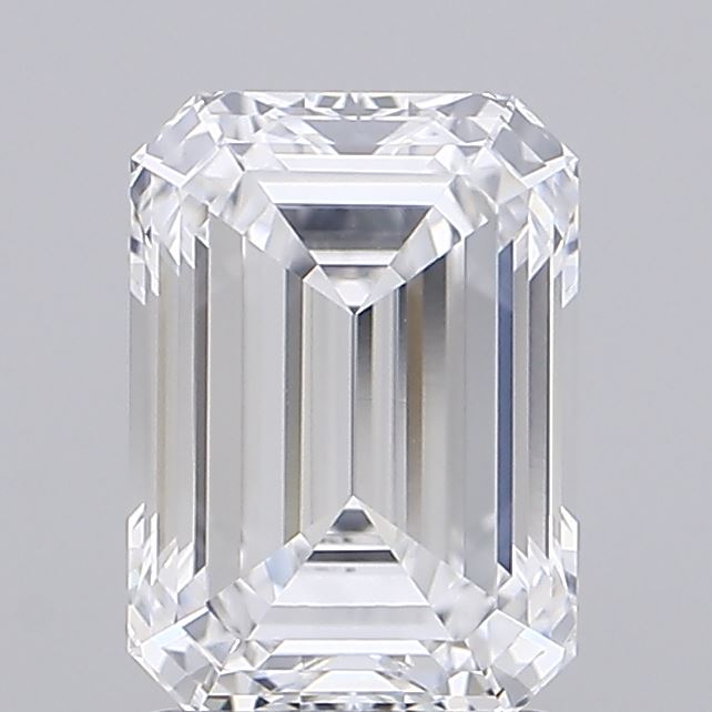 2.10 Carat Emerald Shaped, Ideal Cut, D Color, VVS1 Clarity, IGI Certified Lab Grown Diamond
