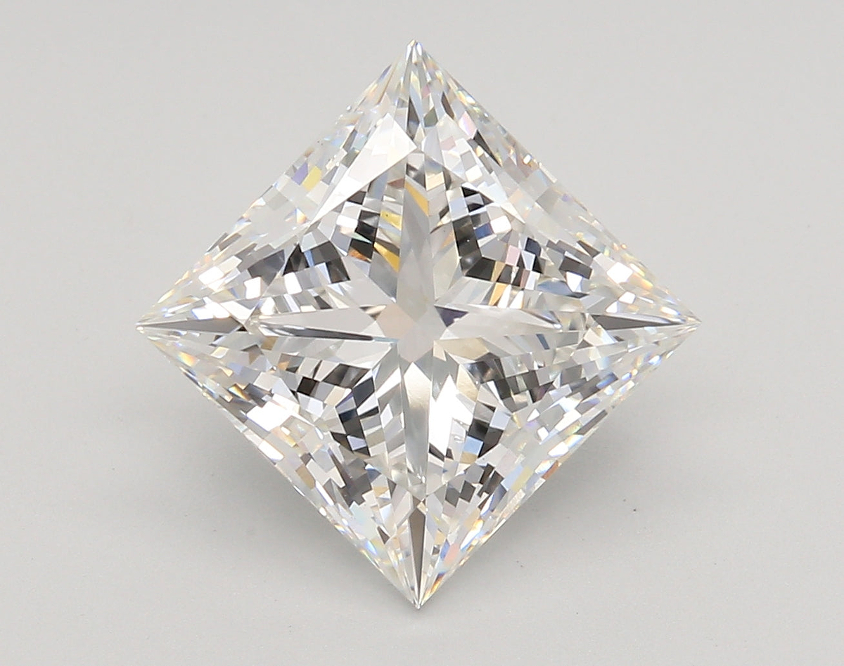 5.59 Carat Princess Shaped, Ideal Cut, F Color, VS1 Clarity, IGI Certified Lab Grown Diamond