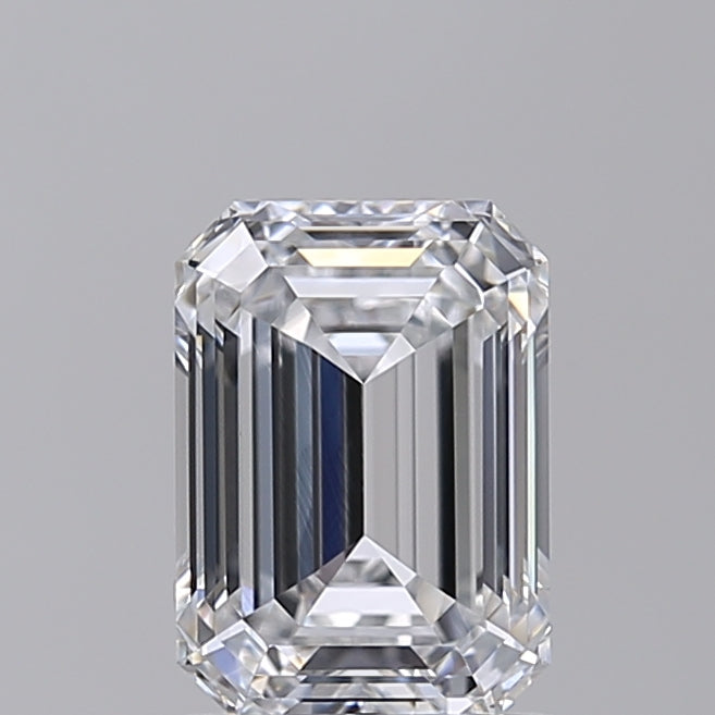 1.57 Carat Emerald Shaped, Ideal Cut, D Color, VVS2 Clarity, IGI Certified Lab Grown Diamond