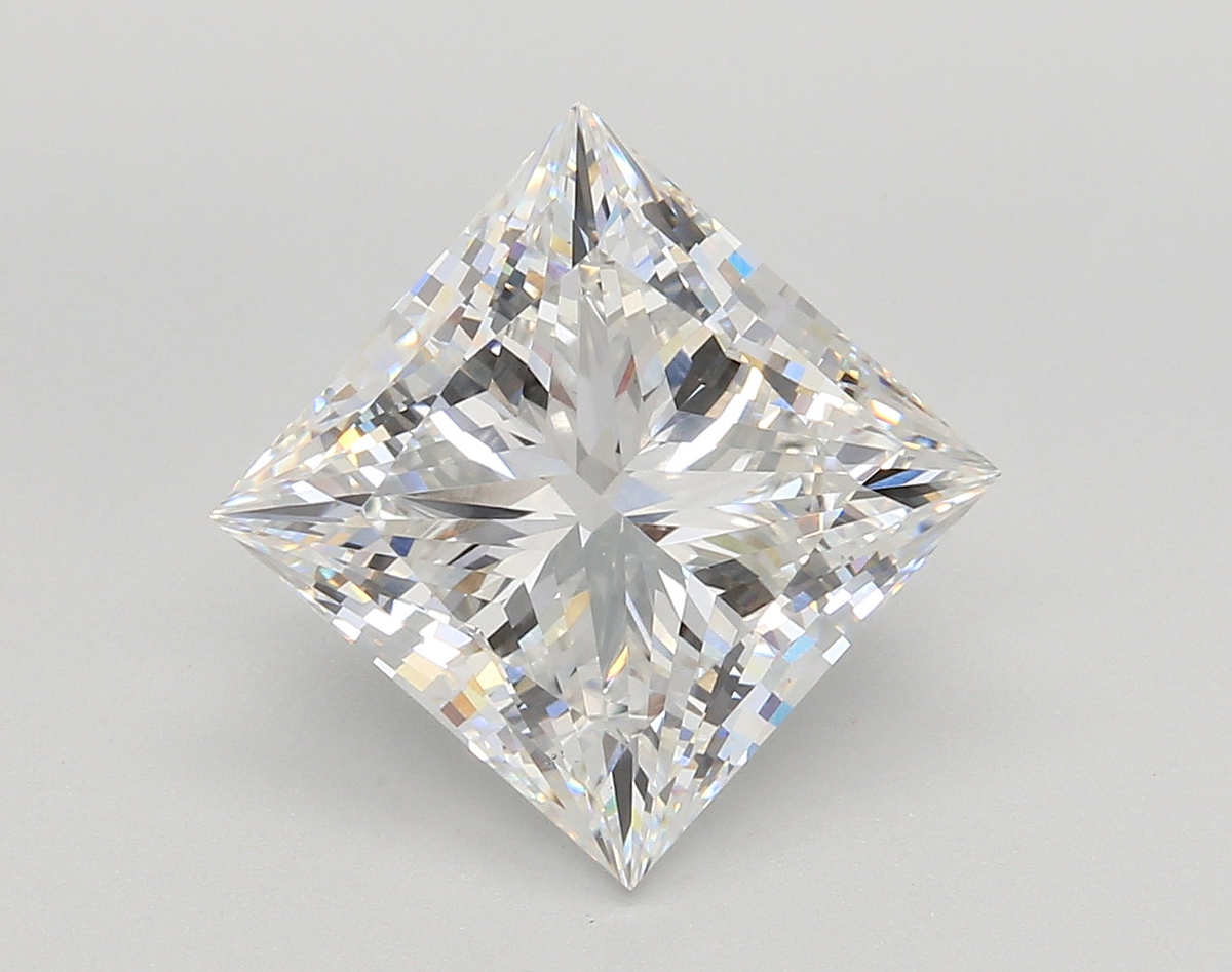 5.53 Carat Princess Shaped, Ideal Cut, E Color, VS1 Clarity, IGI Certified Lab Grown Diamond