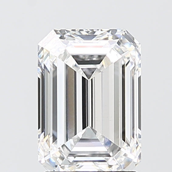 2.10 Carat Emerald Shaped, Ideal Cut, D Color, VVS2 Clarity, IGI Certified Lab Grown Diamond
