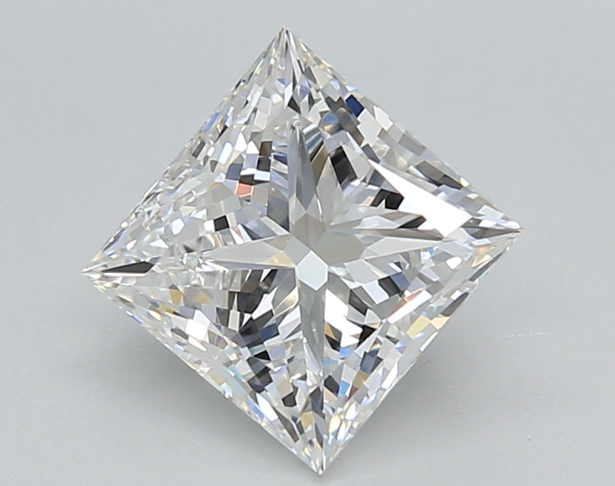 2.02 Carat Princess Shaped, Ideal Cut, D Color, VVS2 Clarity, IGI Certified Lab Grown Diamond