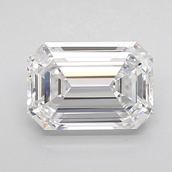 1.58 Carat Emerald Shaped, Ideal Cut, D Color, VS1 Clarity, IGI Certified Lab Grown Diamond
