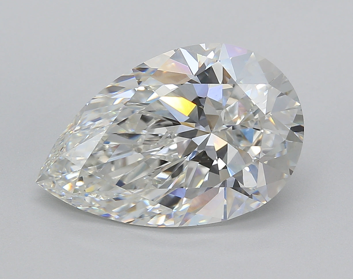 5.02 Carat Pear Shaped, Excellent Cut, F Color, VVS2 Clarity, IGI Certified Lab Grown Diamond