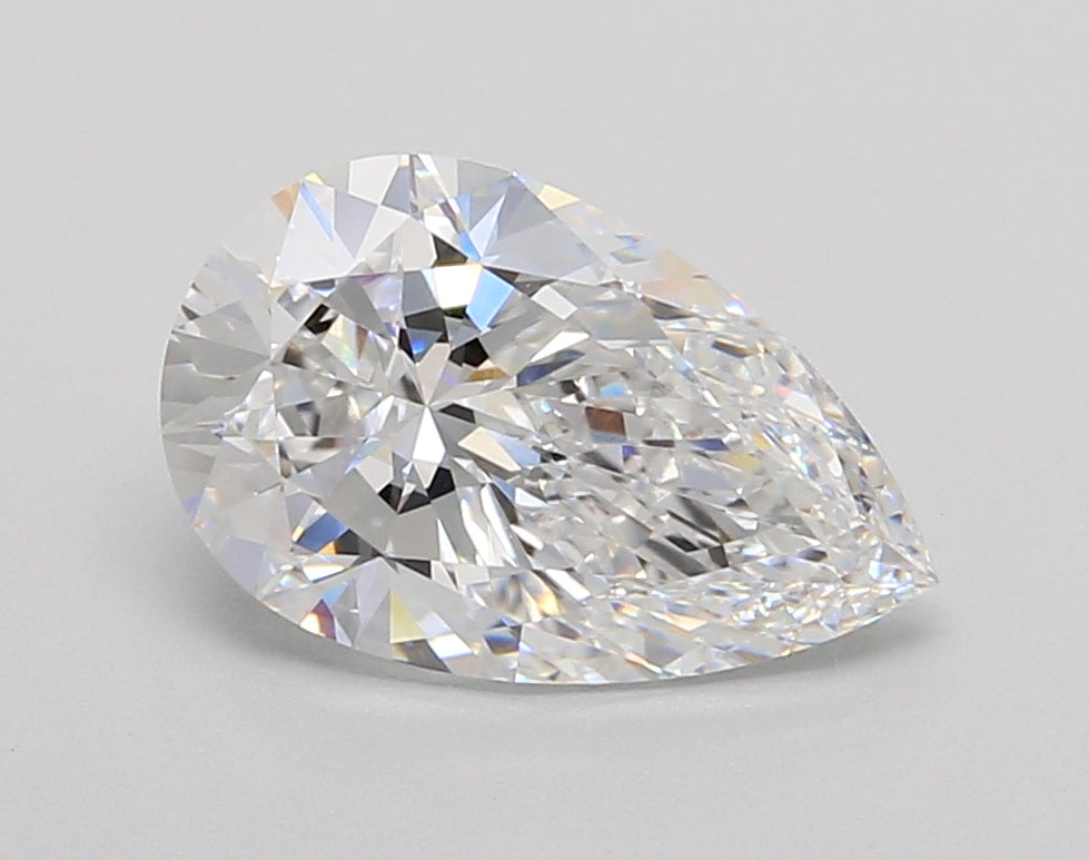 2.55 Carat Pear Shaped, Ideal Cut, D Color, VVS1 Clarity, IGI Certified Lab Grown Diamond