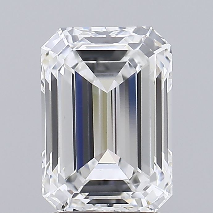 2.09 Carat Emerald Shaped, Ideal Cut, E Color, VVS2 Clarity, IGI Certified Lab Grown Diamond