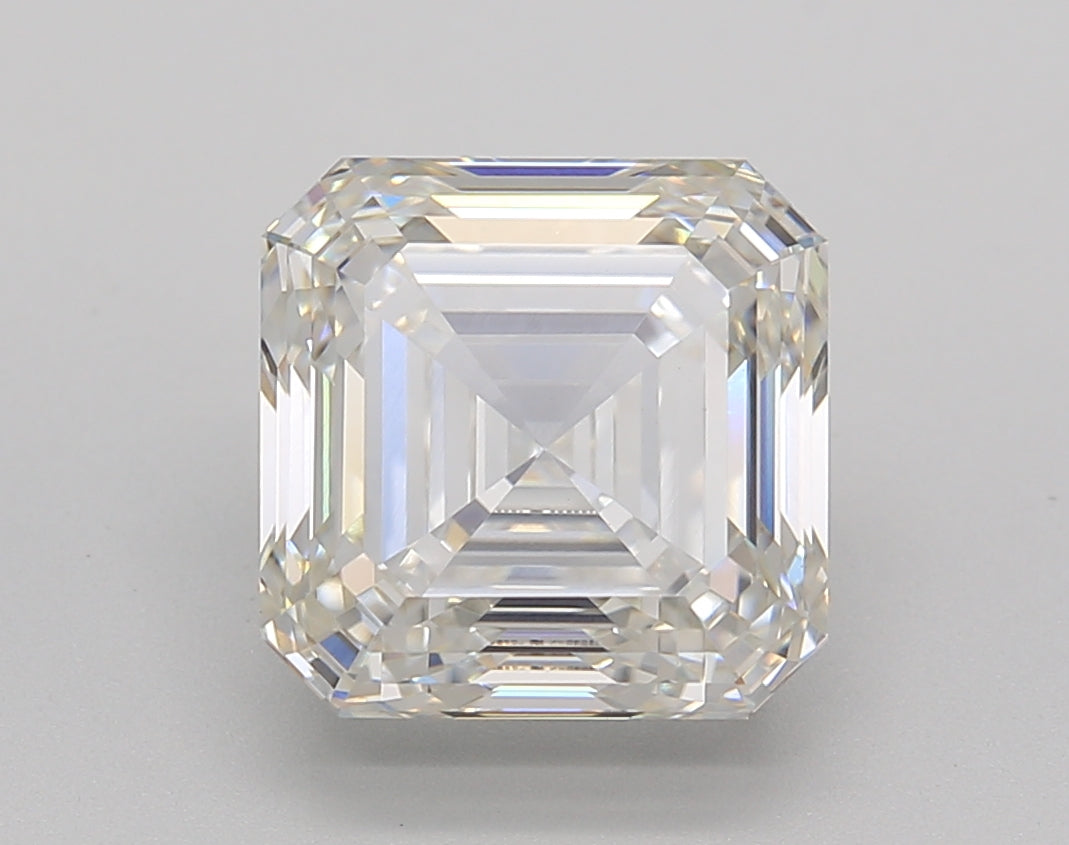 4.08 Carat Asscher Shaped, Ideal Cut, H Color, VVS2 Clarity, IGI Certified Lab Grown Diamond
