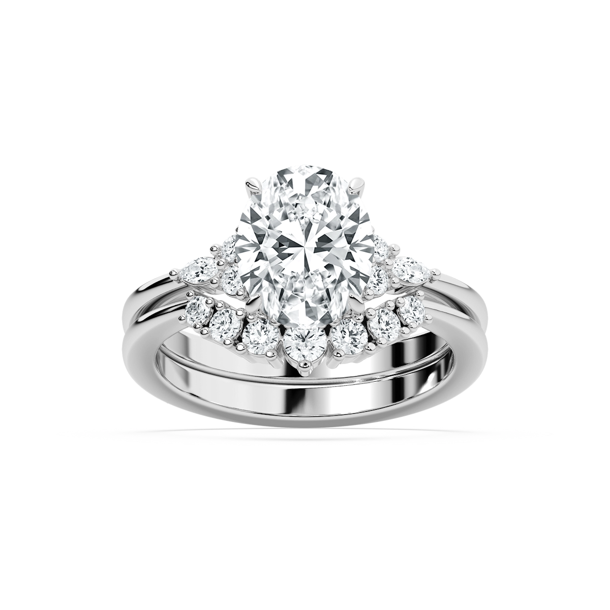 Talia 2 ⅞ ctw Oval Lab Grown Diamond Accented Wedding Set
