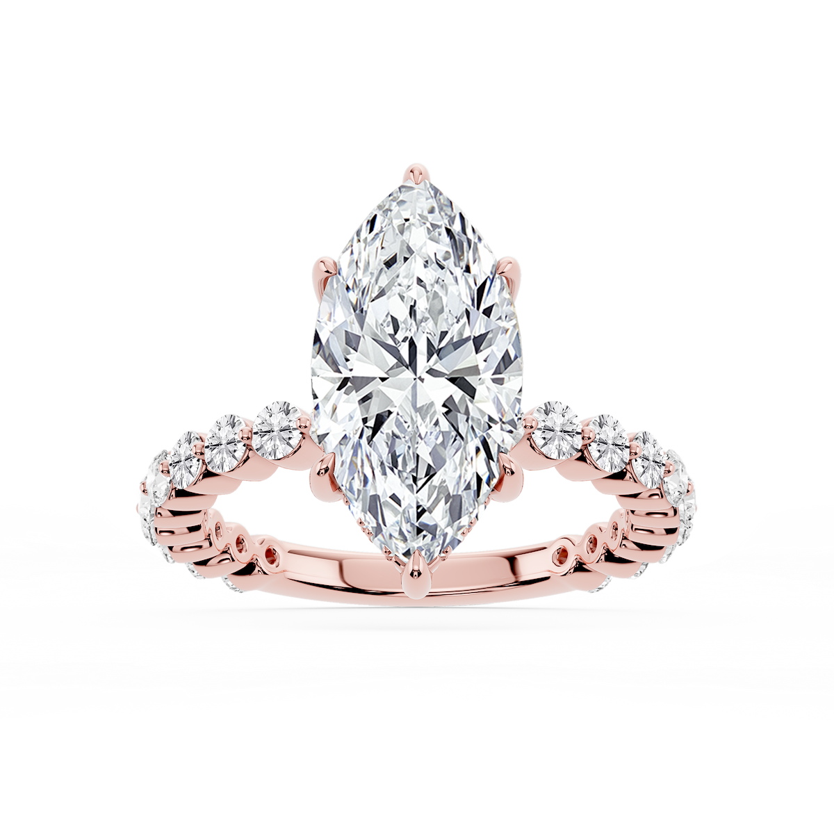 Tamara Marquise Lab Grown Diamond Single Shared Prong Hidden Halo Engagement Ring