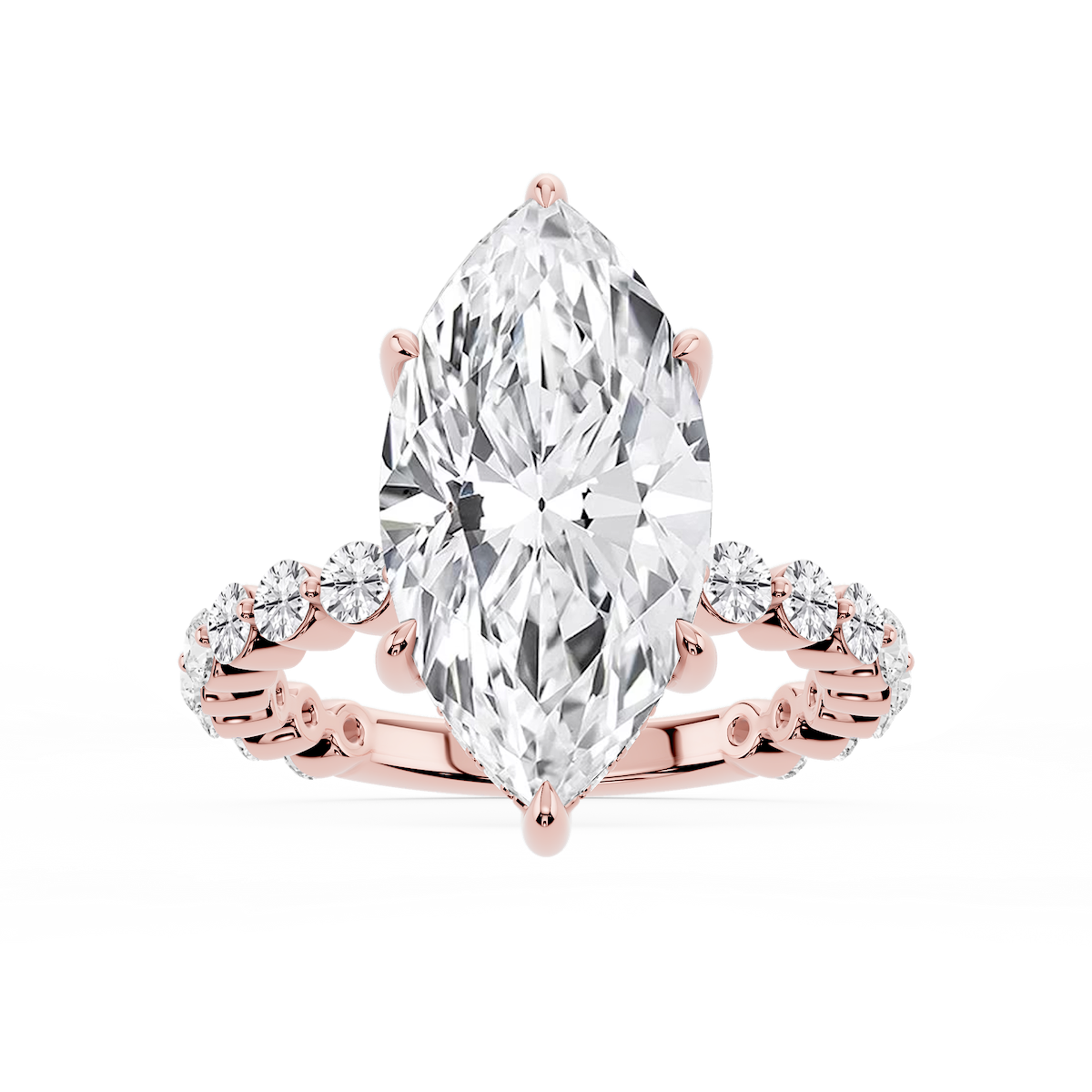 Tamara Marquise Lab Grown Diamond Single Shared Prong Hidden Halo Engagement Ring