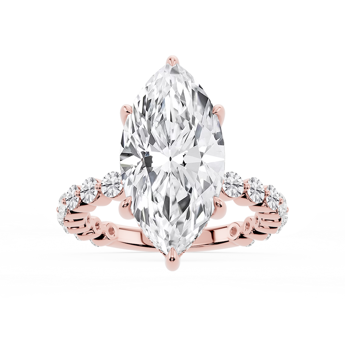 Tamara Marquise Lab Grown Diamond Single Shared Prong Hidden Halo Engagement Ring