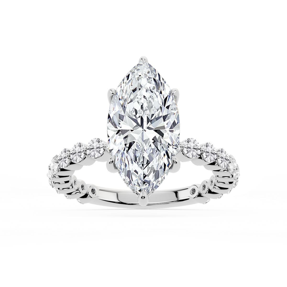 Tamara Marquise Lab Grown Diamond Single Shared Prong Hidden Halo Engagement Ring