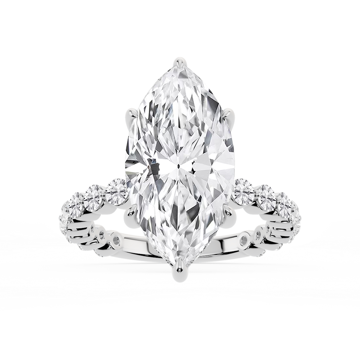 Tamara Marquise Lab Grown Diamond Single Shared Prong Hidden Halo Engagement Ring