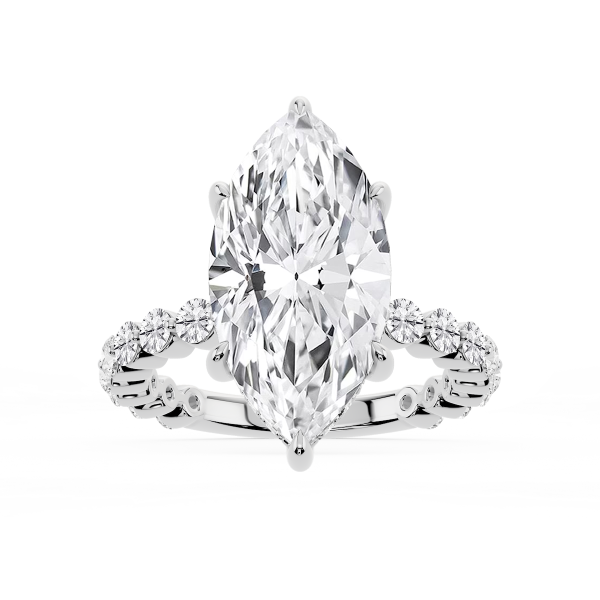 Tamara Marquise Lab Grown Diamond Single Shared Prong Hidden Halo Engagement Ring