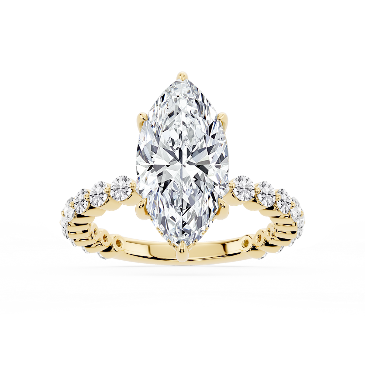 Tamara Marquise Lab Grown Diamond Single Shared Prong Hidden Halo Engagement Ring