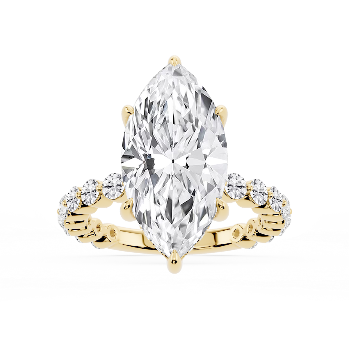 Tamara Marquise Lab Grown Diamond Single Shared Prong Hidden Halo Engagement Ring