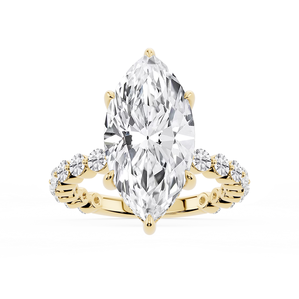 Tamara Marquise Lab Grown Diamond Single Shared Prong Hidden Halo Engagement Ring