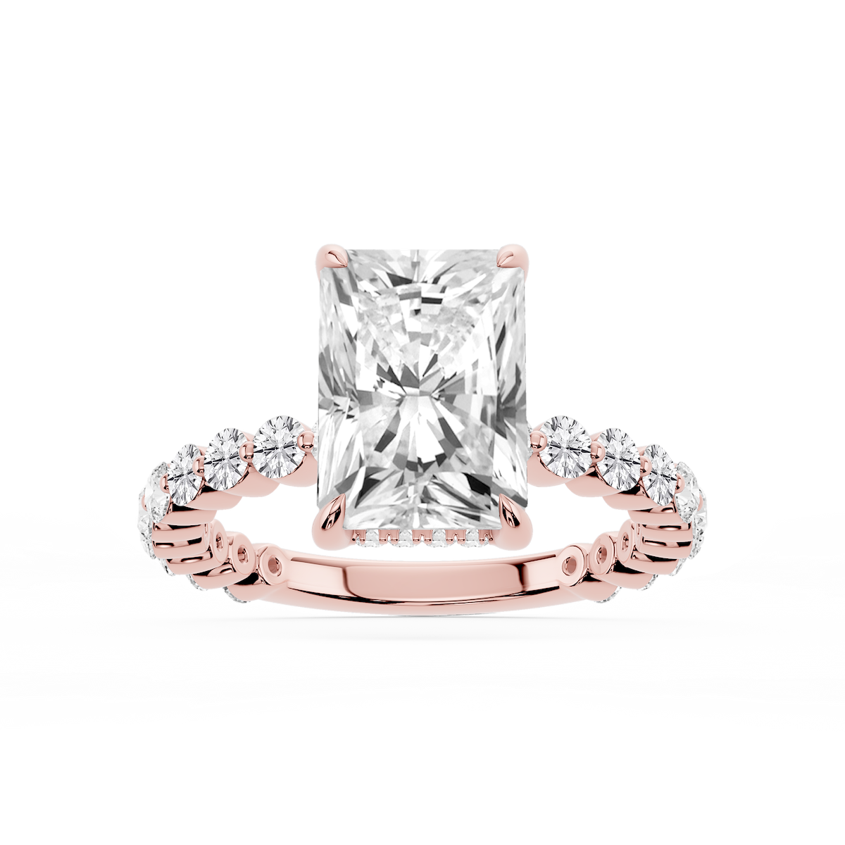 Tamara Radiant Lab Grown Diamond Single Shared Prong Hidden Halo Engagement Ring