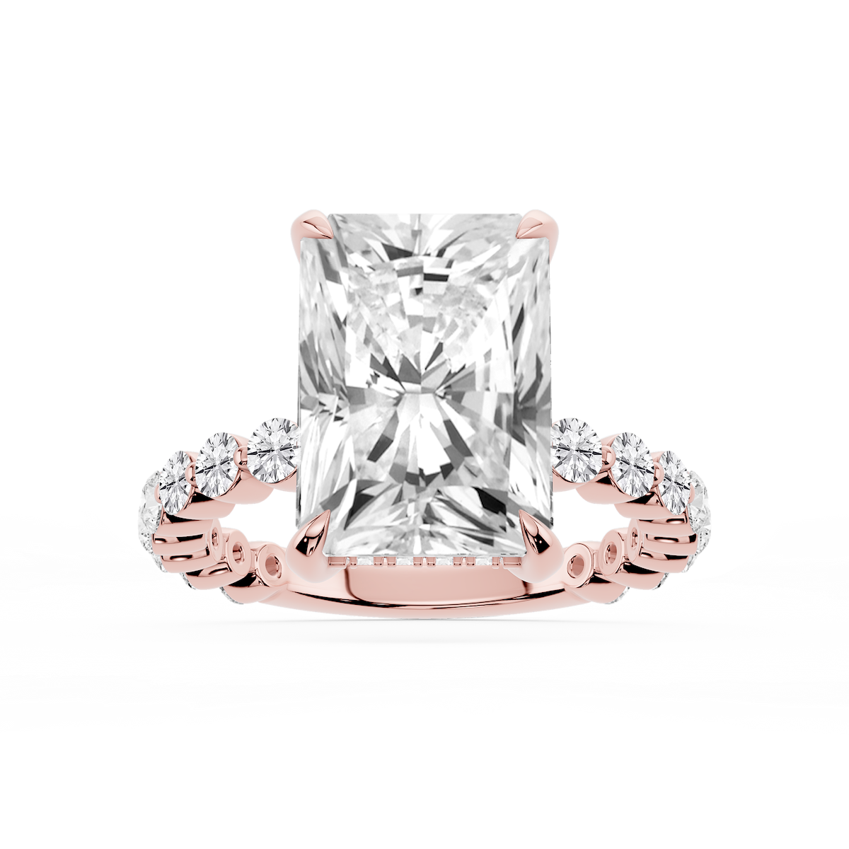 Tamara Radiant Lab Grown Diamond Single Shared Prong Hidden Halo Engagement Ring
