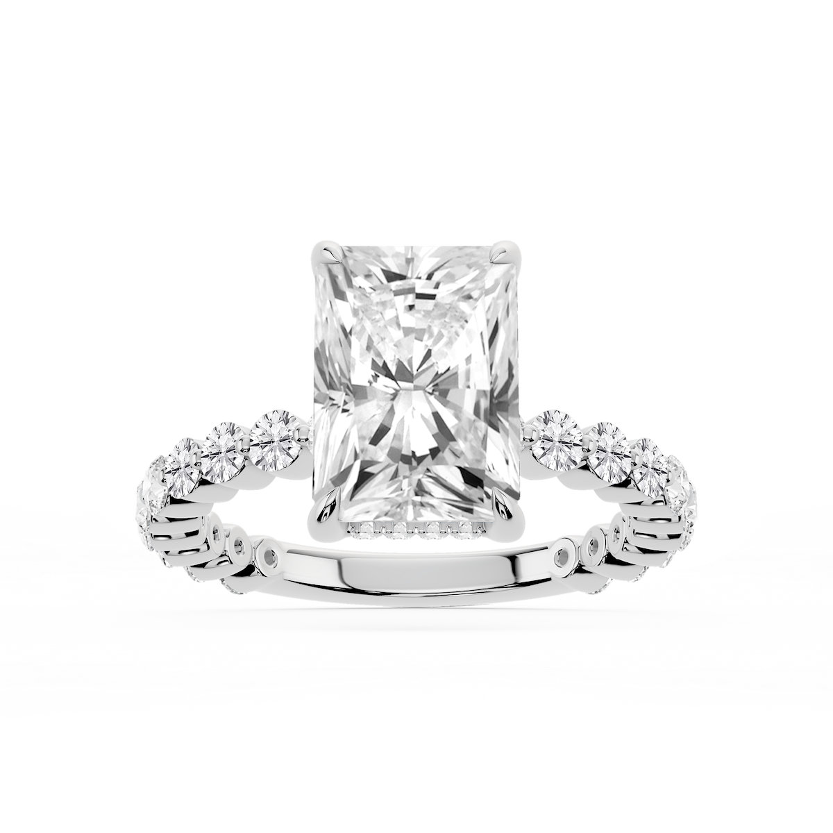 Tamara Radiant Lab Grown Diamond Single Shared Prong Hidden Halo Engagement Ring