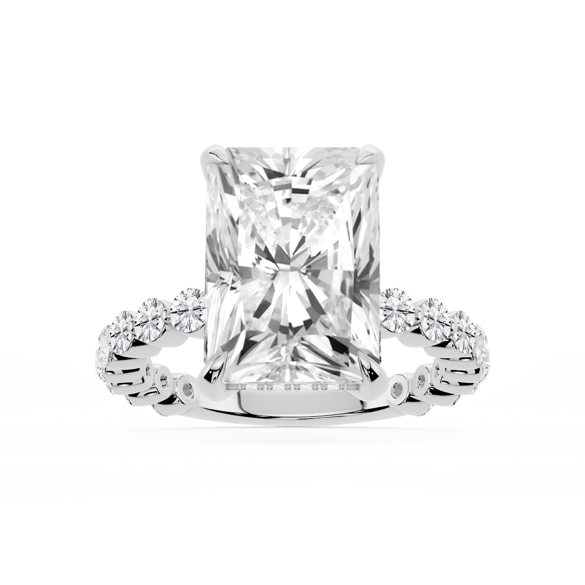 Tamara Radiant Lab Grown Diamond Single Shared Prong Hidden Halo Engagement Ring