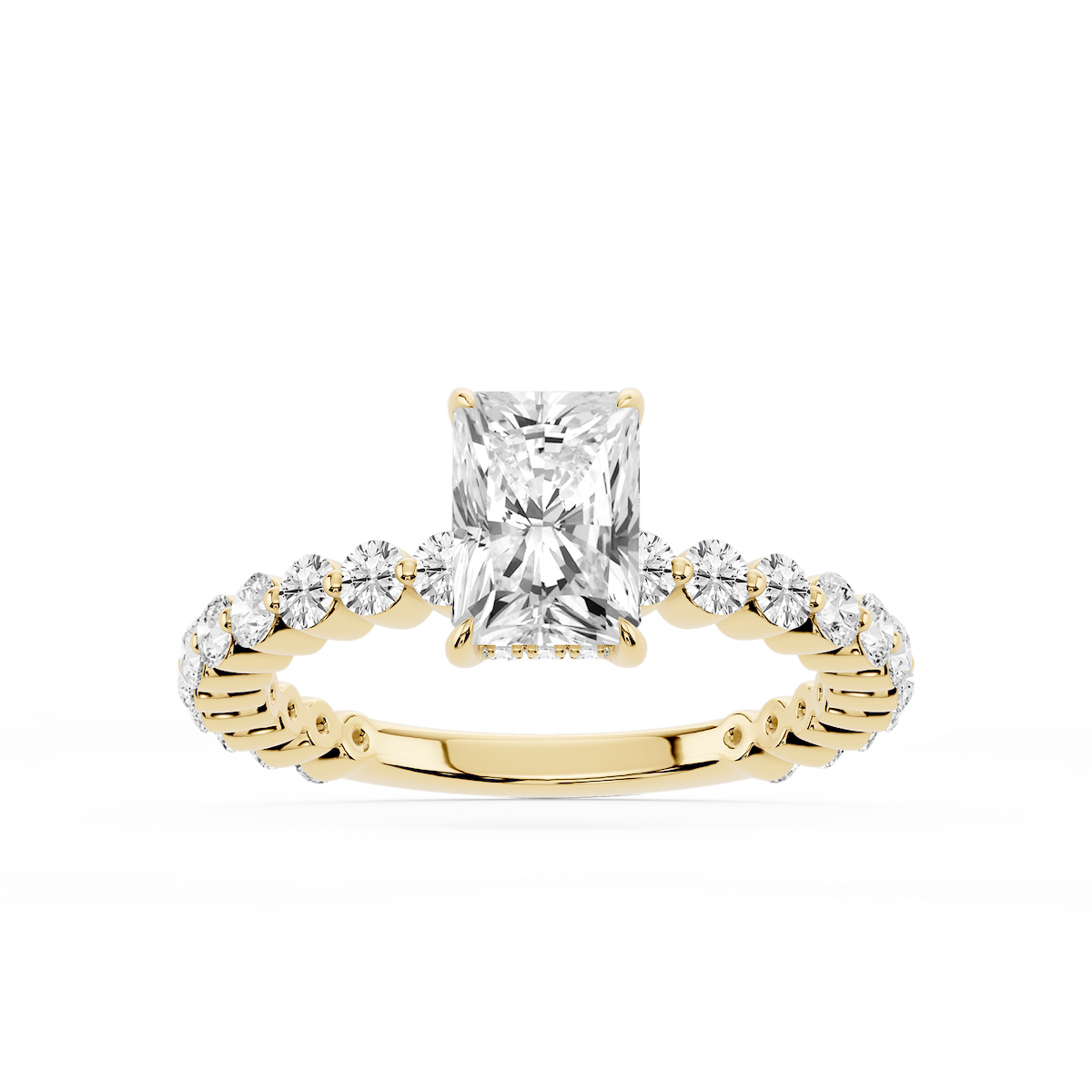 Tamara Radiant Lab Grown Diamond Single Shared Prong Hidden Halo Engagement Ring
