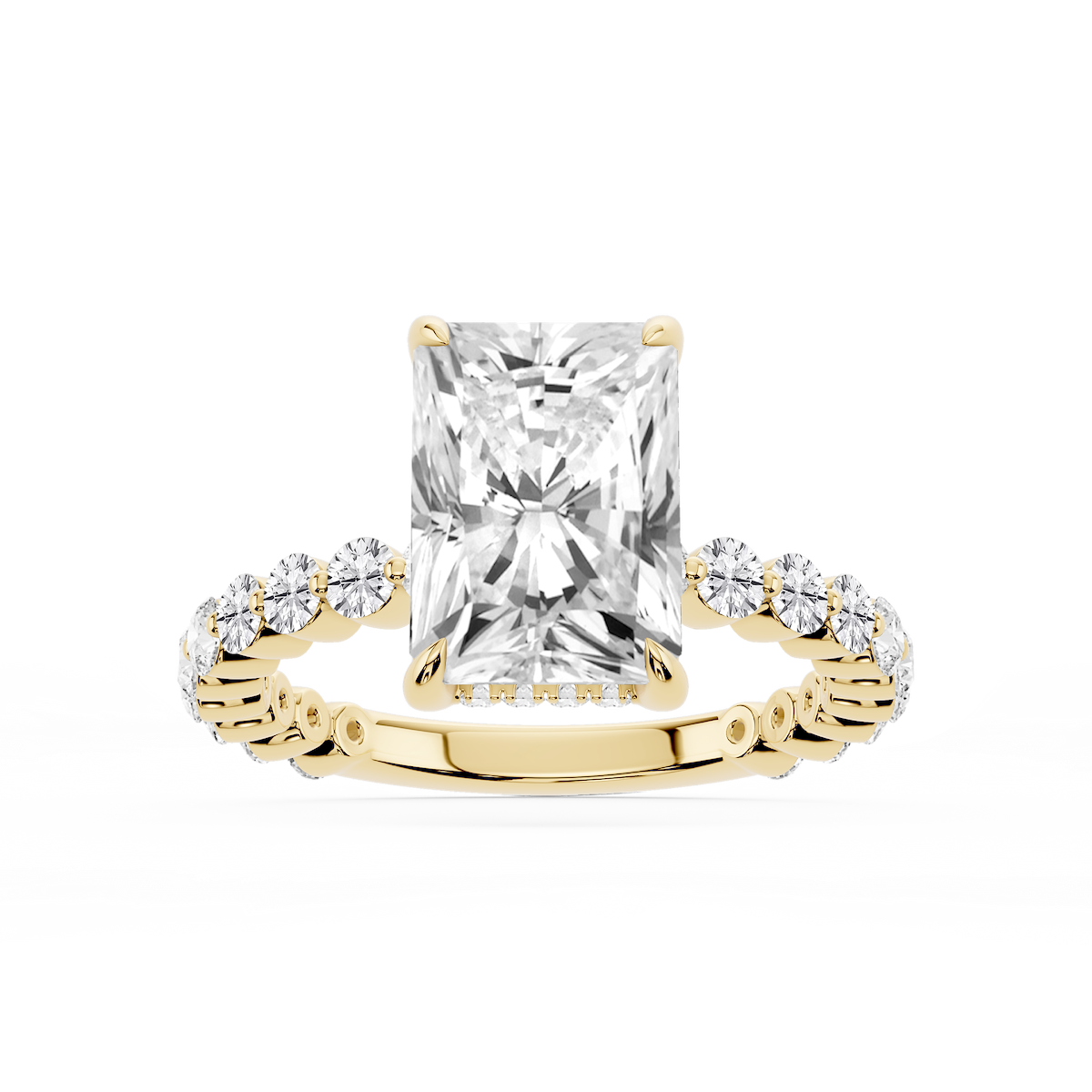 Tamara Radiant Lab Grown Diamond Single Shared Prong Hidden Halo Engagement Ring