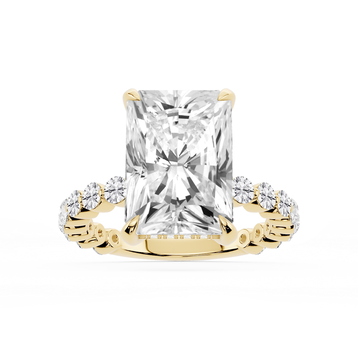 Tamara Radiant Lab Grown Diamond Single Shared Prong Hidden Halo Engagement Ring