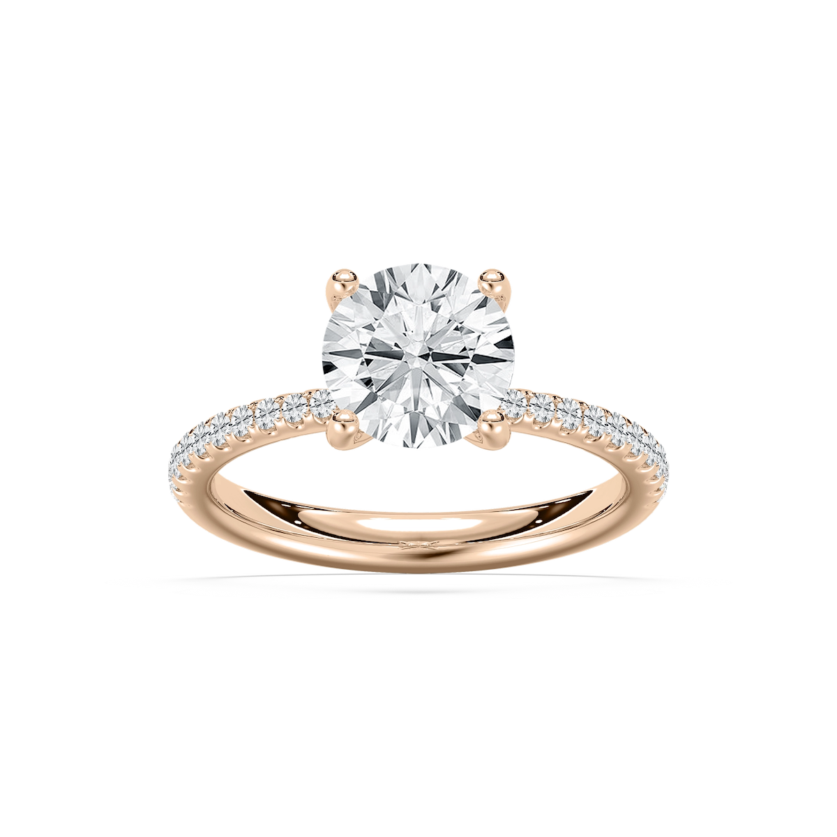 Tavia 2 ¹⁄₄ ctw Round Lab Grown Diamond Tapered Side Stone Engagement Ring