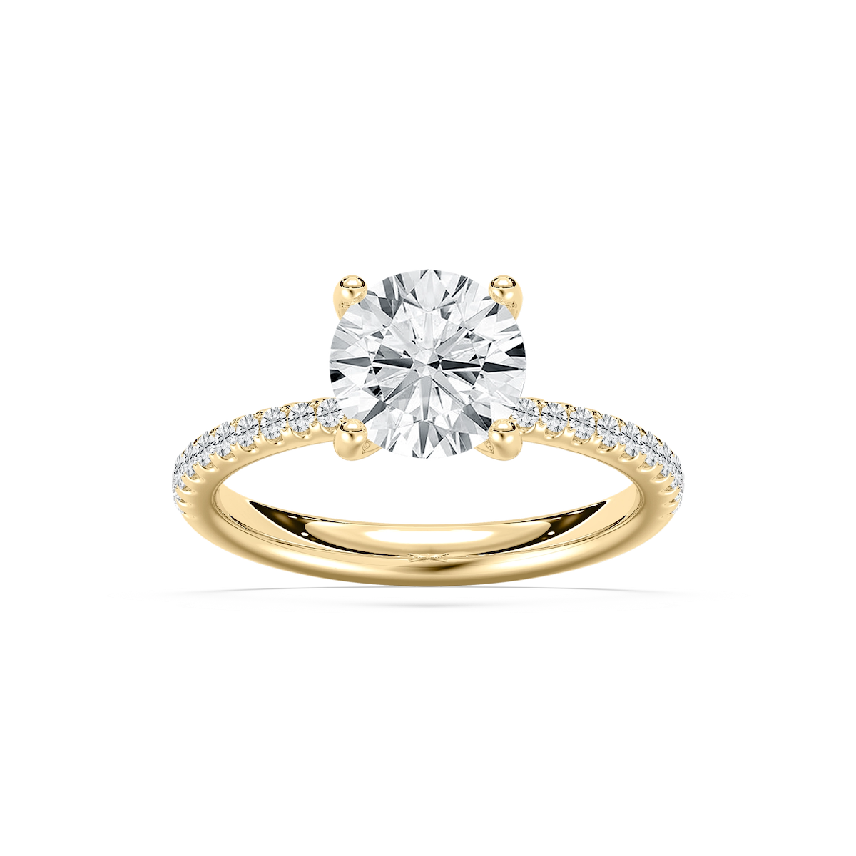 Tavia 2 ¹⁄₄ ctw Round Lab Grown Diamond Tapered Side Stone Engagement Ring