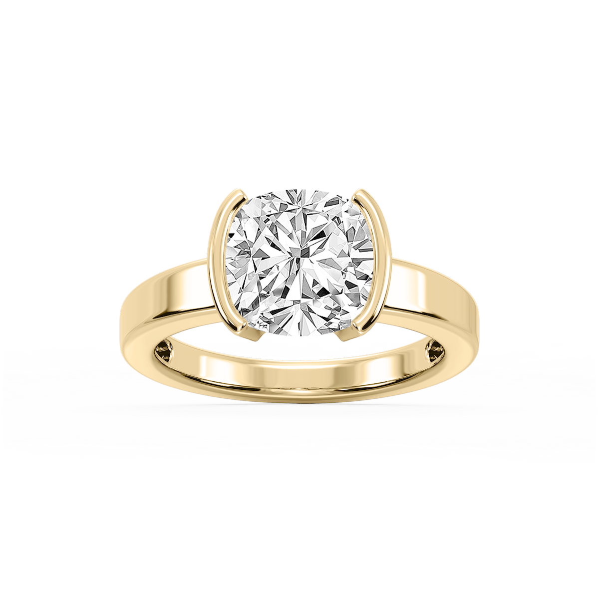 Teagan Cushion Lab Grown Diamond Half Bezel Solitaire Engagement Ring