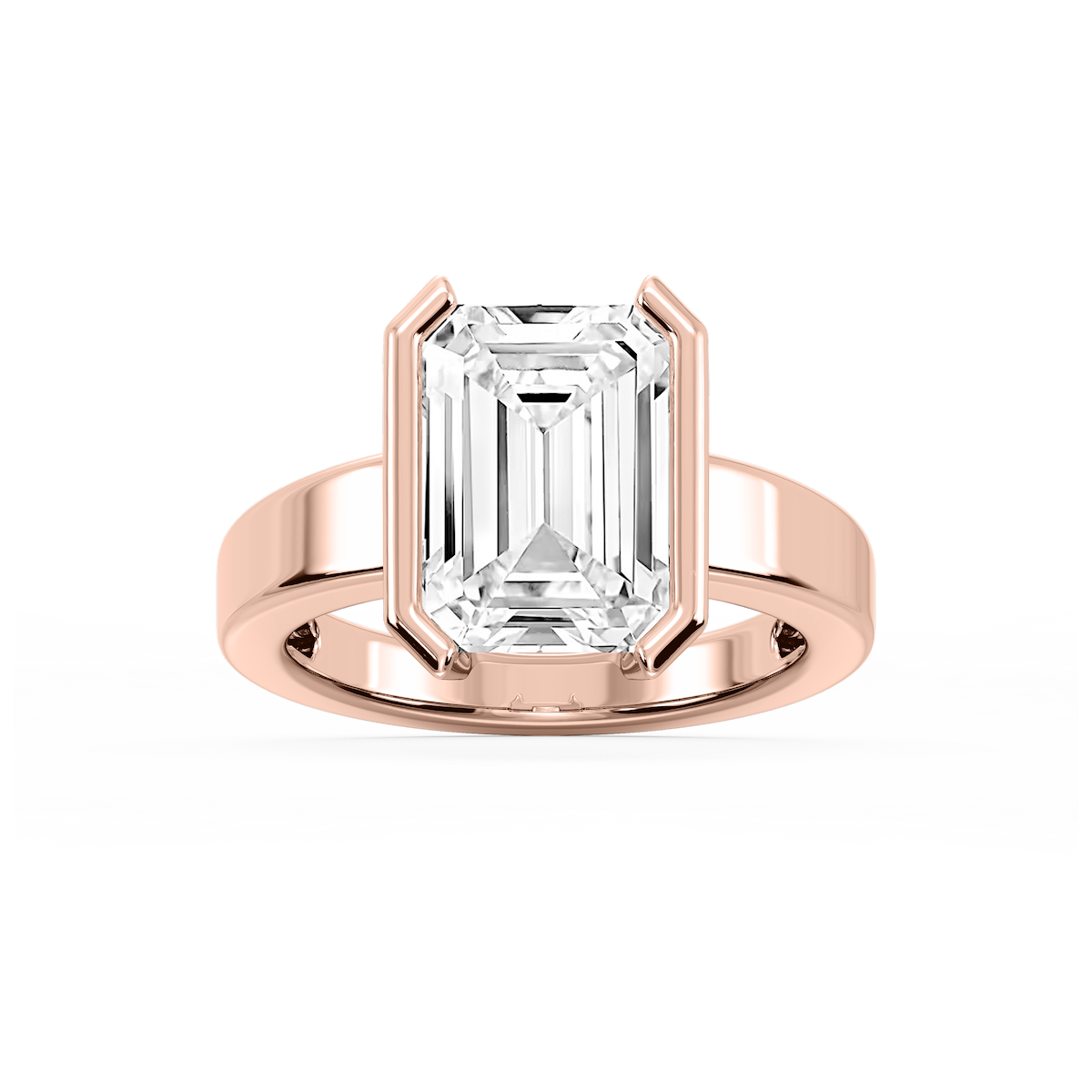 Teagan Emerald Lab Grown Diamond Half Bezel Solitaire Engagement Ring