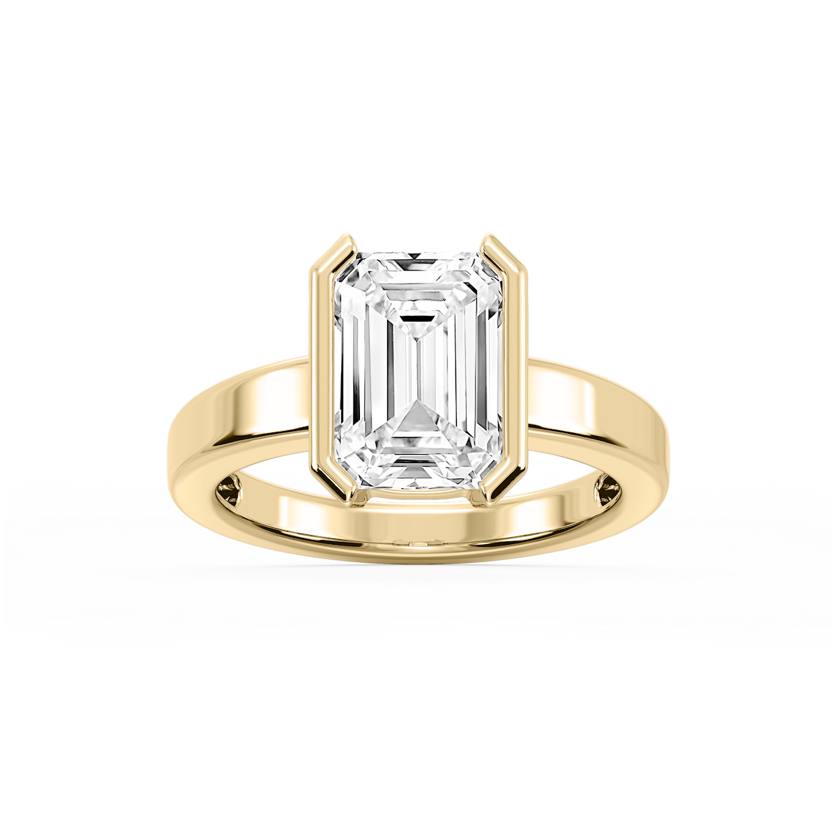 Teagan Emerald Lab Grown Diamond Half Bezel Solitaire Engagement Ring