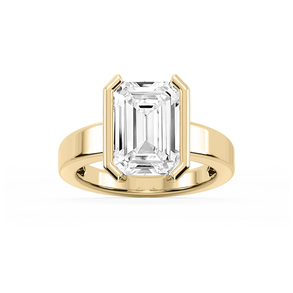 Teagan Emerald Lab Grown Diamond Half Bezel Solitaire Engagement Ring