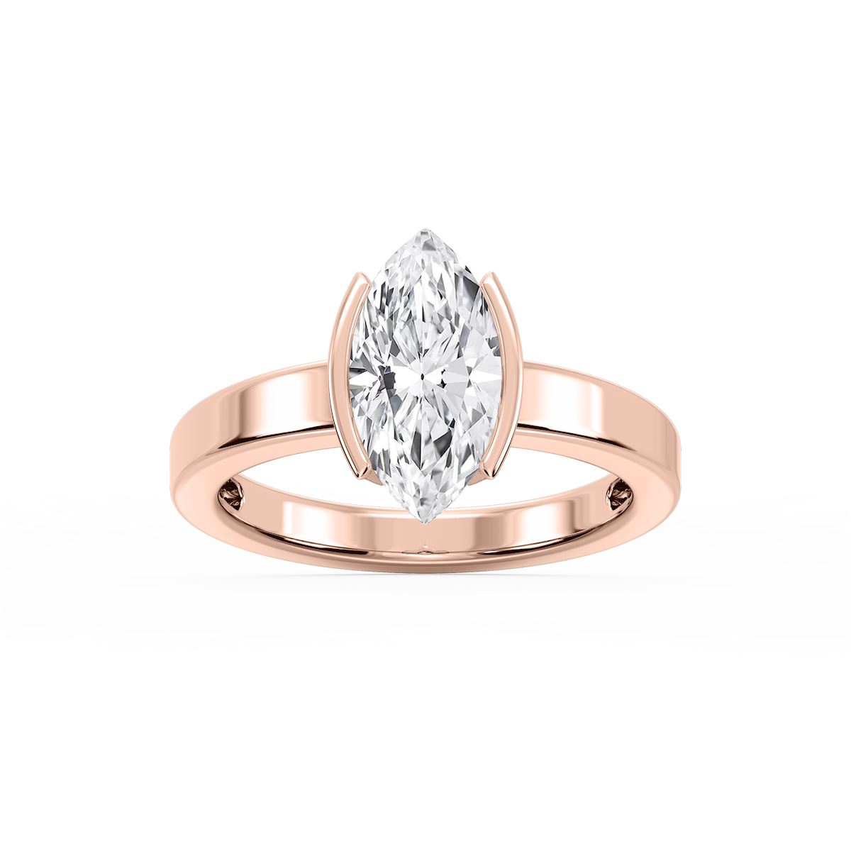 Teagan Marquise Lab Grown Diamond Half Bezel Solitaire Engagement Ring