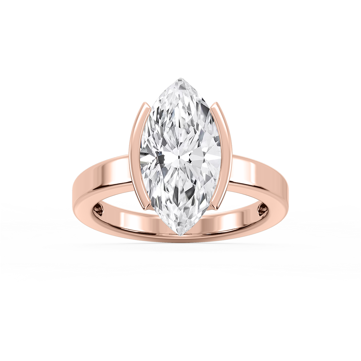 Teagan Marquise Lab Grown Diamond Half Bezel Solitaire Engagement Ring
