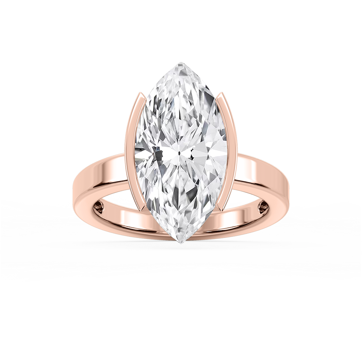 Teagan Marquise Lab Grown Diamond Half Bezel Solitaire Engagement Ring