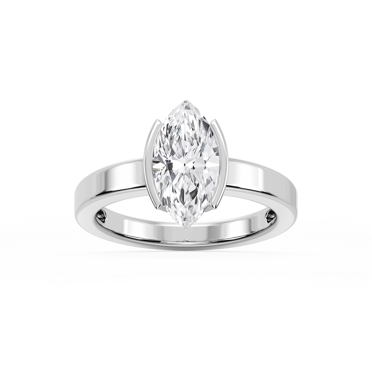 Teagan Marquise Lab Grown Diamond Half Bezel Solitaire Engagement Ring