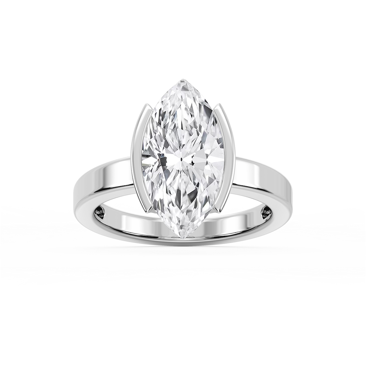 Teagan Marquise Lab Grown Diamond Half Bezel Solitaire Engagement Ring
