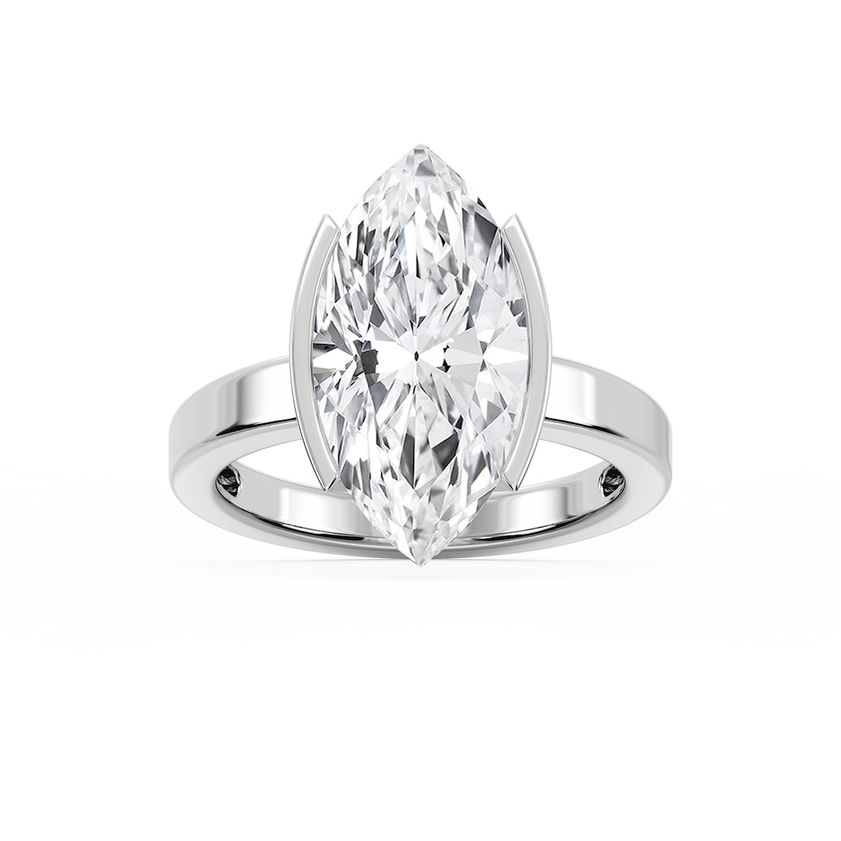 Teagan Marquise Lab Grown Diamond Half Bezel Solitaire Engagement Ring
