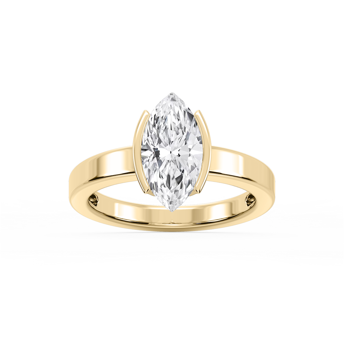 Teagan Marquise Lab Grown Diamond Half Bezel Solitaire Engagement Ring