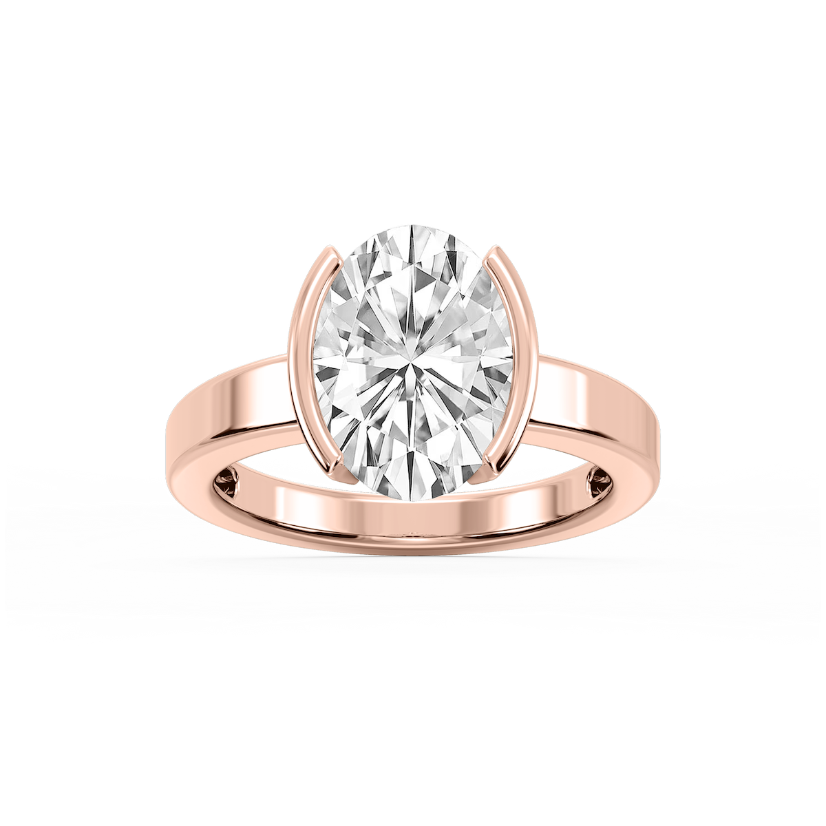 Teagan Oval Lab Grown Diamond Half Bezel Solitaire Engagement Ring