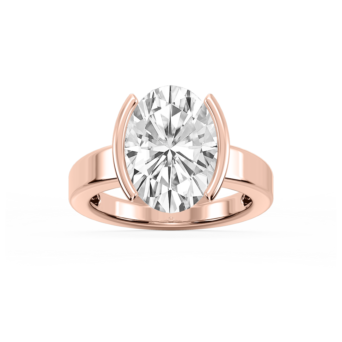 Teagan Oval Lab Grown Diamond Half Bezel Solitaire Engagement Ring