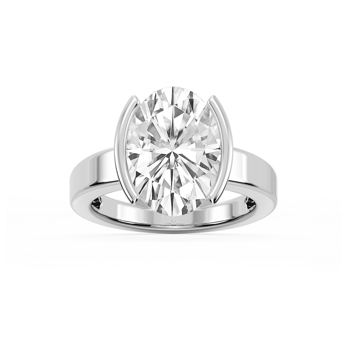 Teagan Oval Lab Grown Diamond Half Bezel Solitaire Engagement Ring