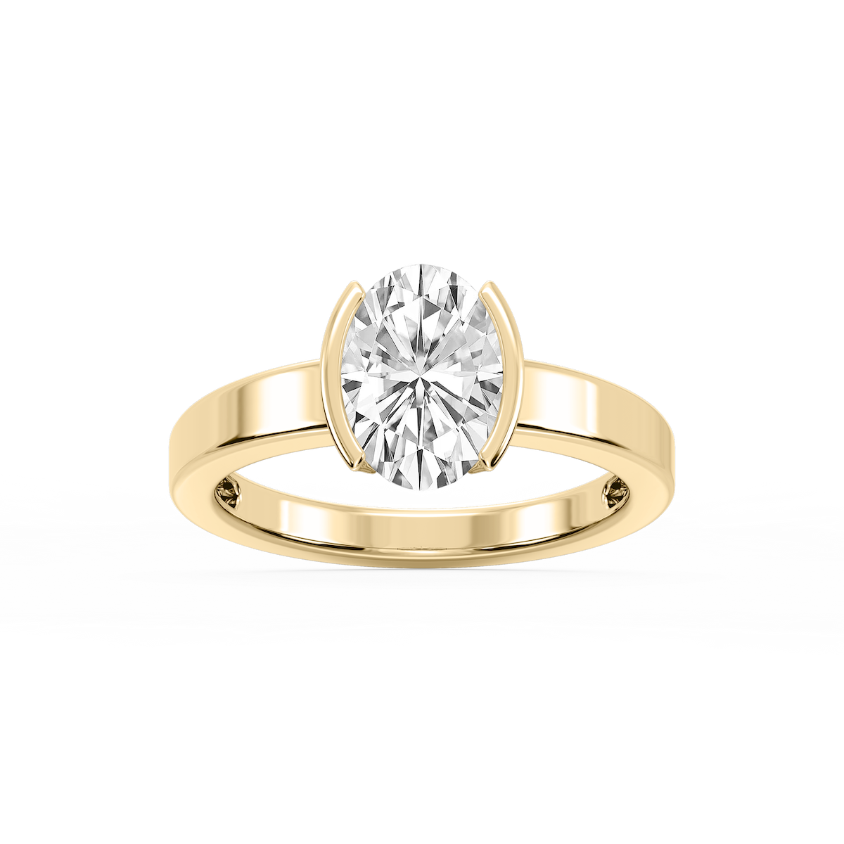 Teagan Oval Lab Grown Diamond Half Bezel Solitaire Engagement Ring