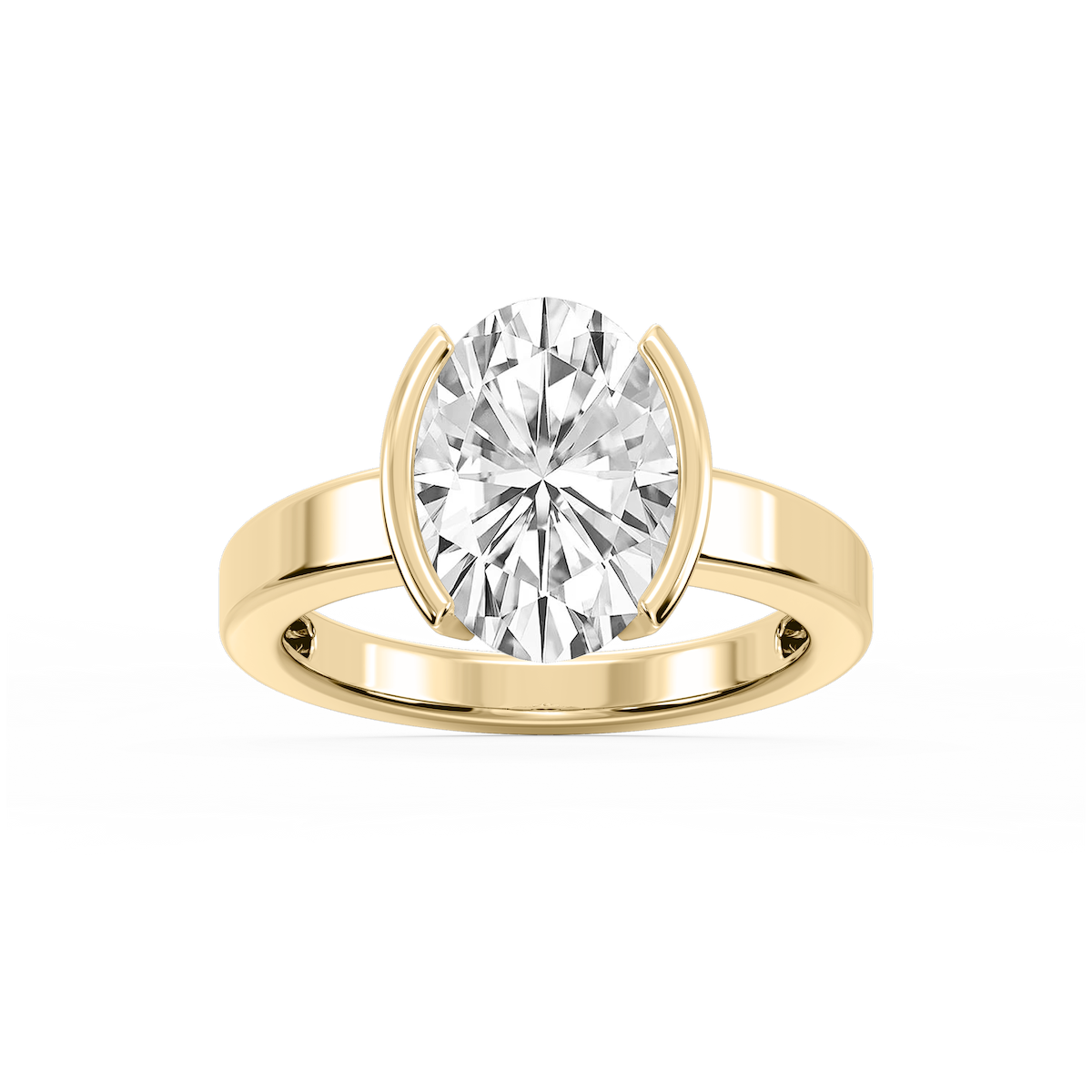 Teagan Oval Lab Grown Diamond Half Bezel Solitaire Engagement Ring