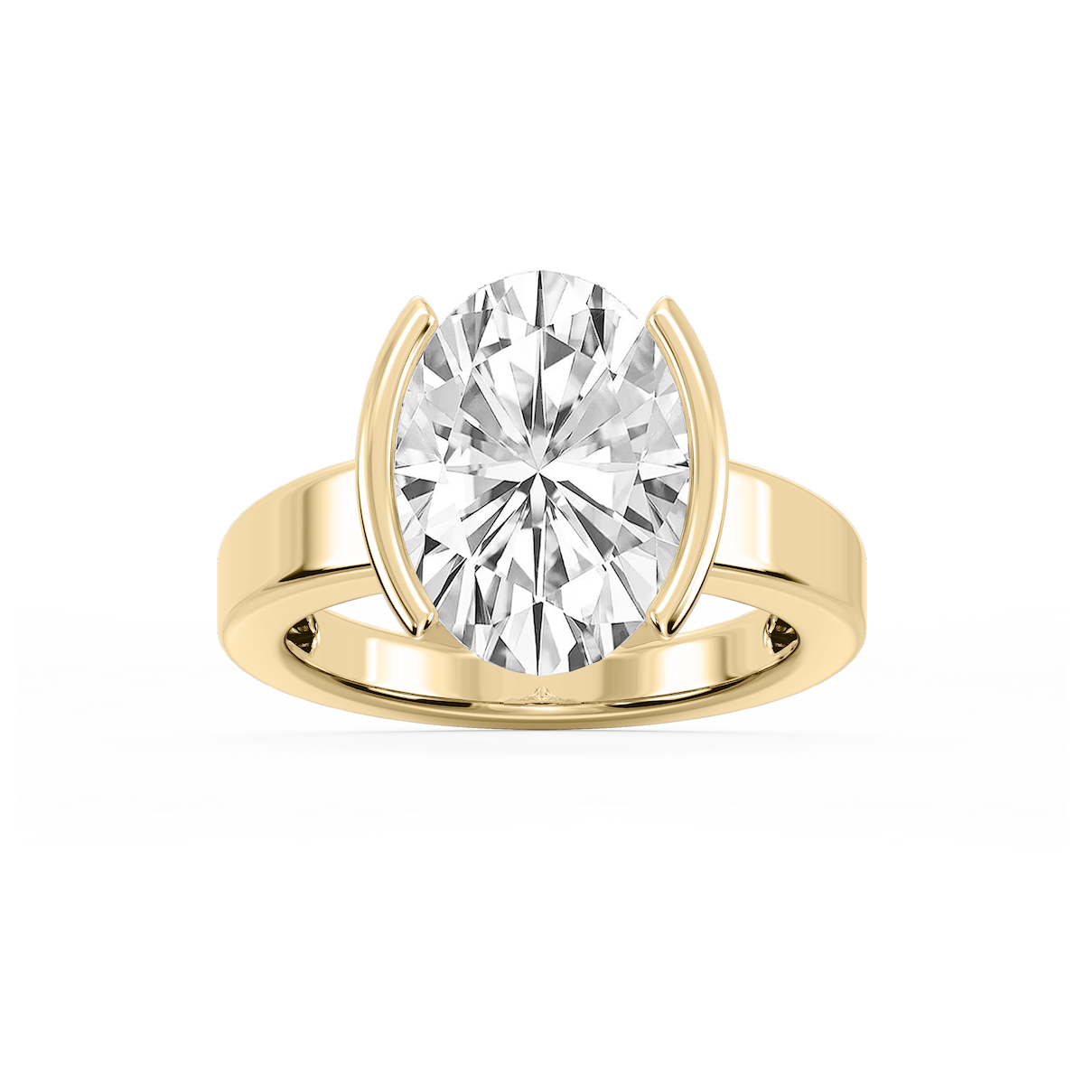 Teagan Oval Lab Grown Diamond Half Bezel Solitaire Engagement Ring