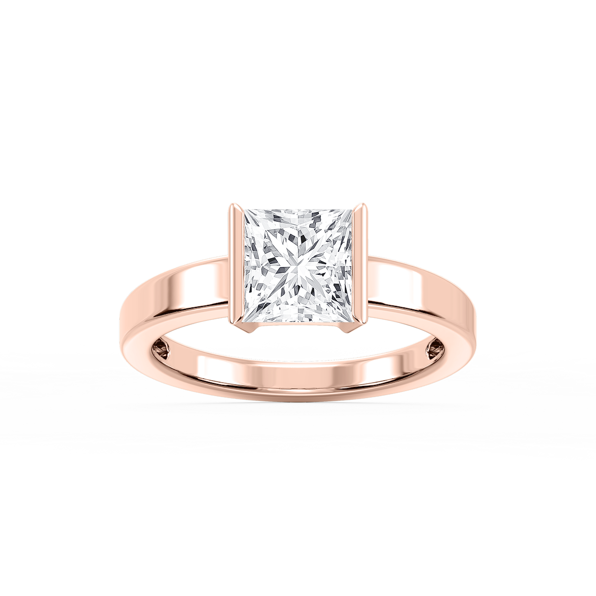 Teagan Princess Lab Grown Diamond Half Bezel Solitaire Engagement Ring
